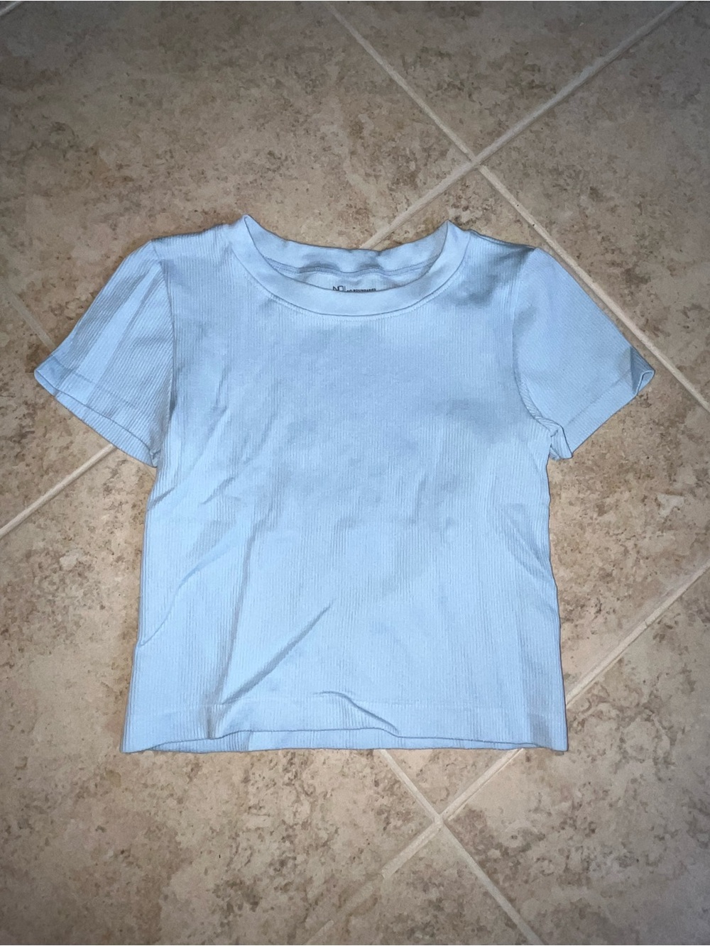 No Boundaries Light Blue Ribbed Short Sleeve Tee